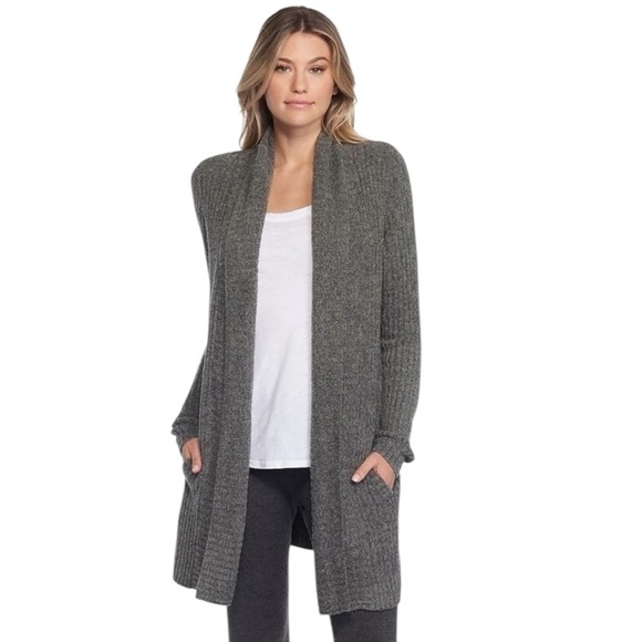 Barefoot Dreams Sweaters - Barefoot Dreams CozyChic Lite Cardigan XS Taupe Open Front Soft Luxe Knit